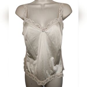Vintage Olga Cream Satin Lace Camisole Cami Top Size 32 Romantic Lingerie Small